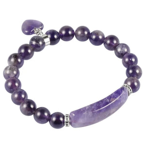 Crystal Quartz Love Heart Beads Bracelet for Women Girls