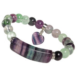 Crystal Quartz Love Heart Beads Bracelet for Women Girls