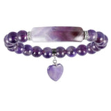 Crystal Quartz Love Heart Beads Bracelet for Women Girls