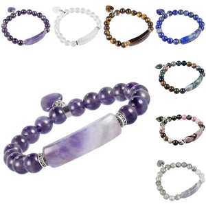 Crystal Quartz Love Heart Beads Bracelet for Women Girls