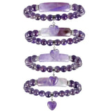 Crystal Quartz Love Heart Beads Bracelet for Women Girls