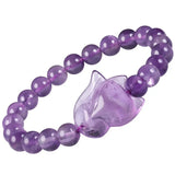 Natural Crystal Bracelet for Women Gift, Fox Pendant Hand String 8mm Beads