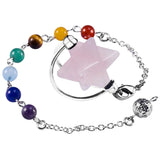 Crystal Merkaba Star 7 Chakra Stone Pendant