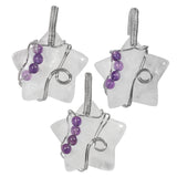 Crystal Star Wire Wrap Pendant with Amethyst Beads for Women Necklace
