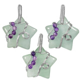 Crystal Star Wire Wrap Pendant with Amethyst Beads for Women Necklace