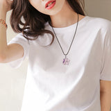 Crystal Star Wire Wrap Pendant with Amethyst Beads for Women Necklace