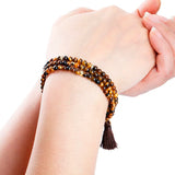 Crystal Stone Beads 4mm 3-Layer Beaded Custom Bracelet with Tassel Charm