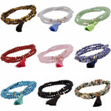 Crystal Stone Beads 4mm 3-Layer Beaded Custom Bracelet with Tassel Charm