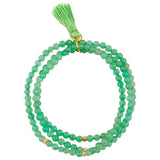 Green Aventurine 4mm Beaded Bracelet with Tassel Charm