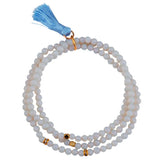 Opalite Stone Beads 4mm 3 Layers Ethnic Bracelet with Tassel Charm