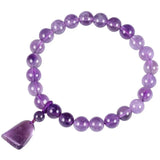 Purple Crystal Foot Shape Bracelet for Women, 8mm Stone Beads Charms Bangle