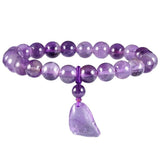 Purple Crystal Foot Shape Bracelet for Women, 8mm Stone Beads Charms Bangle