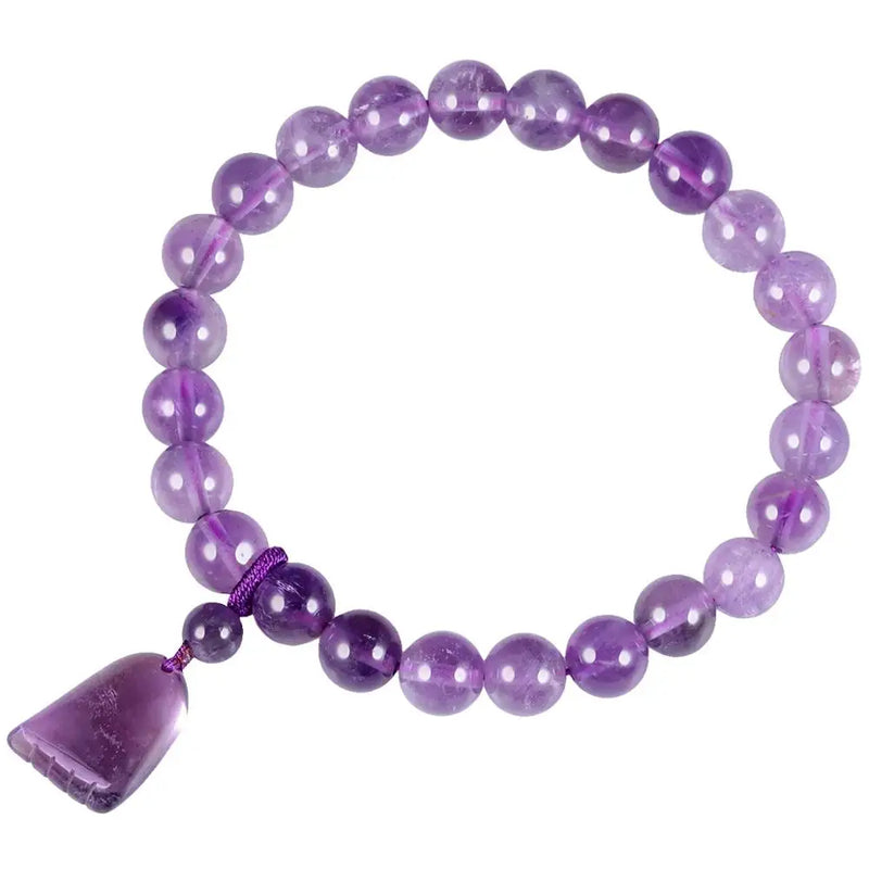 Purple Crystal Foot Shape Bracelet for Women, 8mm Stone Beads Charms Bangle