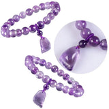 Purple Crystal Foot Shape Bracelet for Women, 8mm Stone Beads Charms Bangle