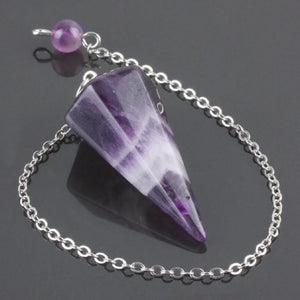 Purple Crystal Pyramid Faceted Pendulum Reiki Healing Chakra Dowsing