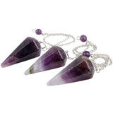 Purple Crystal Pyramid Faceted Pendulum Reiki Healing Chakra Dowsing