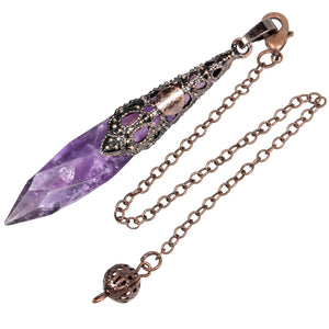 Natural Stone Dowsing Pendulum Faceted Crystal Point for Divination