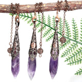 Natural Stone Dowsing Pendulum Faceted Crystal Point for Divination