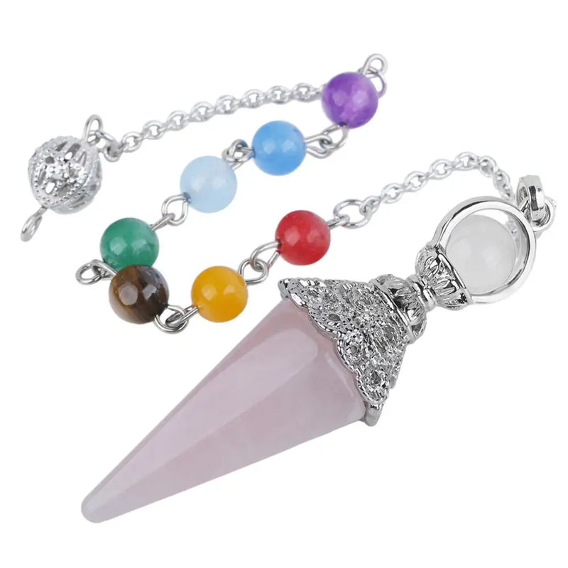 Hexagonal Pendulum for Dowsing Reiki Crystal Point Pendant