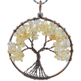 Natural Crystal Stone Pendant Tree of Life Chakra Jewelry