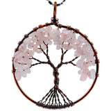 Natural Crystal Stone Pendant Tree of Life Chakra Jewelry