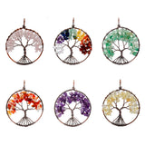 Natural Crystal Stone Pendant Tree of Life Chakra Jewelry