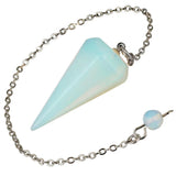 Opalite Stone Pyramid Faceted Pendulum Reiki Healing Chakra Point Dowsing