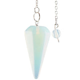 Opalite Stone Pyramid Faceted Pendulum Reiki Healing Chakra Point Dowsing