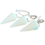 Opalite Stone Pyramid Faceted Pendulum Reiki Healing Chakra Point Dowsing