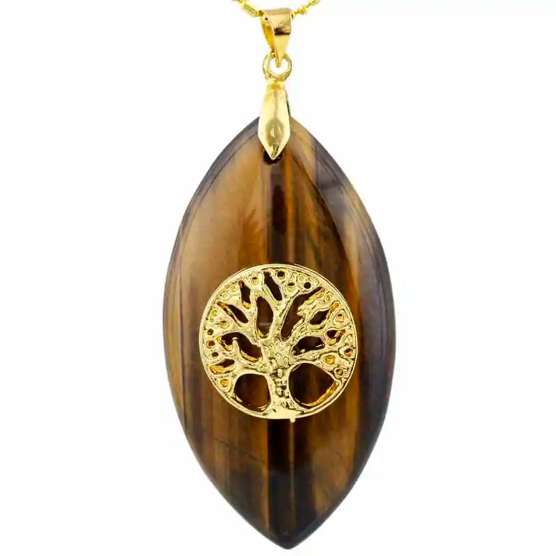 Oval Chakra Stone Amulet Pendant Necklace Healing Reiki Fairy Necklace