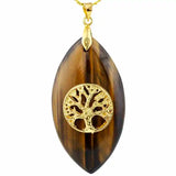 Oval Chakra Stone Amulet Pendant Necklace Healing Reiki Fairy Necklace