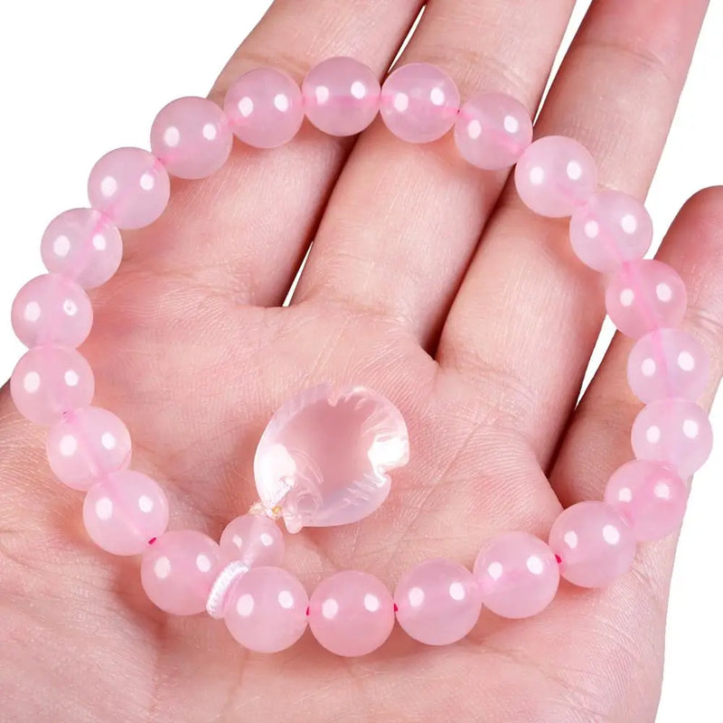 Pink Crystal Bracelet with Lucky Fish Pendant