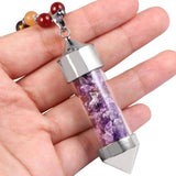 Purple Crystal Chips Wish Bottle Pendulum Necklace for Unisex