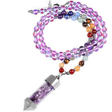 Purple Crystal Chips Wish Bottle Pendulum Necklace for Unisex
