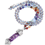 Purple Crystal Chips Wish Bottle Pendulum Necklace for Unisex