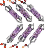 Purple Crystal Chips Wish Bottle Pendulum Necklace for Unisex