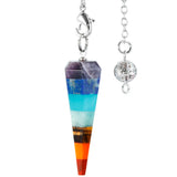 Rainbow 7 Chakra Point Pendant Healing Dowsing Reiki Divination Gem Stone