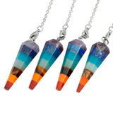 Rainbow 7 Chakra Point Pendant Healing Dowsing Reiki Divination Gem Stone