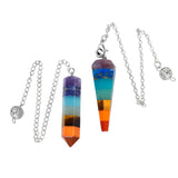 Rainbow 7 Chakra Point Pendant Healing Dowsing Reiki Divination Gem Stone