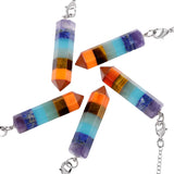 Rainbow 7 Chakra Point Pendant Healing Dowsing Reiki Divination Gem Stone