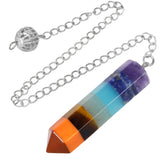 Rainbow 7 Chakra Point Pendant Healing Dowsing Reiki Divination Gem Stone