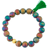 Rainbow Titanium Coated Druzy Geode Crystal Quartz 10mm Beads Bracelet