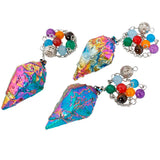 Rainbow Titanium Crystal Quartz 7 Bead Chakra Pendulum