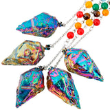 Rainbow Titanium Crystal Quartz 7 Bead Chakra Pendulum