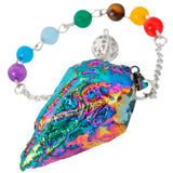 Rainbow Titanium Crystal Quartz 7 Bead Chakra Pendulum
