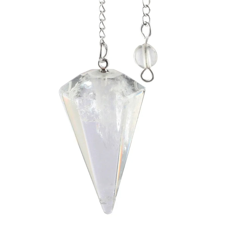 Rock Quartz Pyramid Faceted Pendulum for Reiki Healing Chakra Dowsing