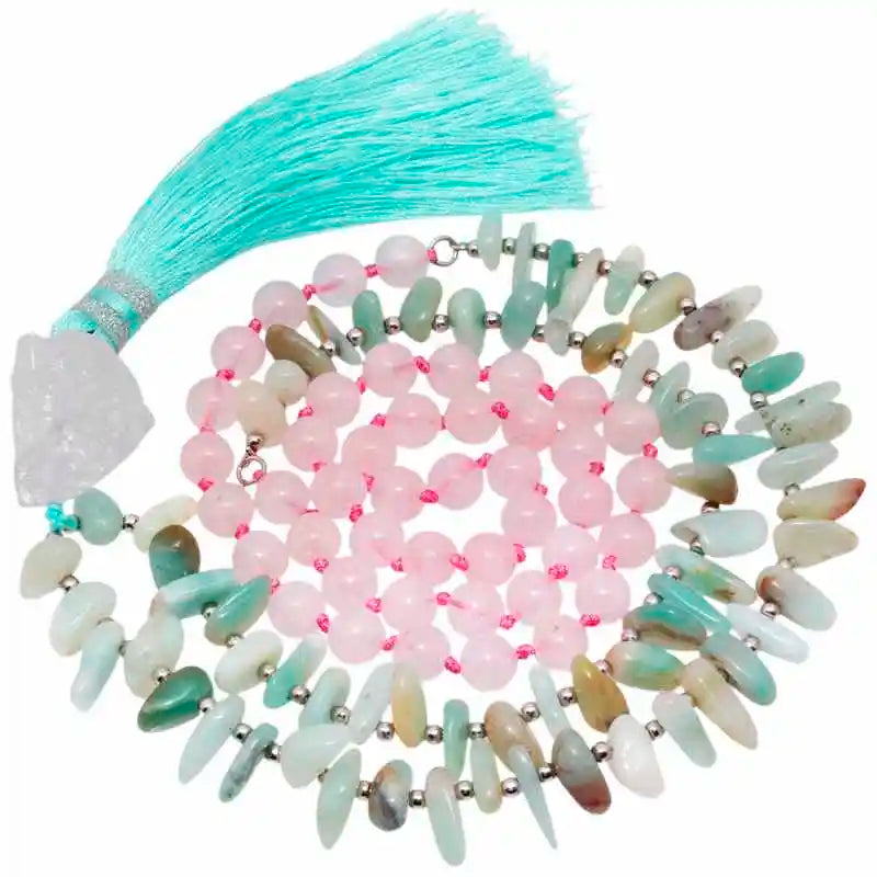Two-Tone Rock Quartz Charms Pendant With Tassel