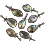 Labradorite Pendant Copper Wire Wrapped Freeform Stone