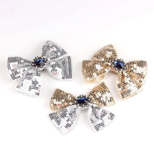 SUQI Women Shining Bow Brooches Rhinestone Vintage Hair Decoration