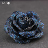 SUQI Shinning Powder PU Lapel Dress Brooch Pin